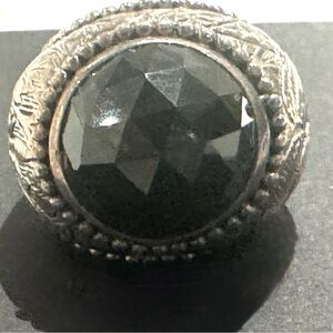 Vintage Sterling Silver & Black Onyx Statement Ring
